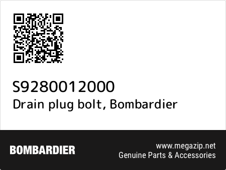 Drain plug bolt, Bombardier S9280012000 oem parts Drain plug bolt, Bombardier S9280012000 oem parts