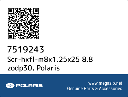 Scr-hxfl-m8x1.25x25 8.8 zodp30, Polaris 7519243 oem parts Scr-hxfl-m8x1.25x25 8.8 zodp30, Polaris 7519243 oem parts