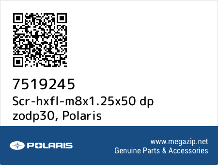 Scr-hxfl-m8x1.25x50 dp zodp30, Polaris 7519245 oem parts Scr-hxfl-m8x1.25x50 dp zodp30, Polaris 7519245 oem parts