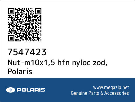 Nut-m10x1,5 hfn nyloc zod, Polaris 7547423 oem parts Nut-m10x1,5 hfn nyloc zod, Polaris 7547423 oem parts