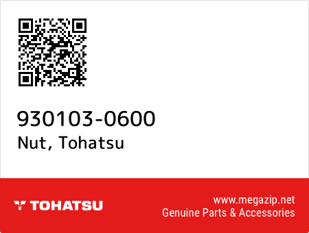 Nut, Tohatsu 930103-0600 oem parts Nut, Tohatsu 930103-0600 oem parts