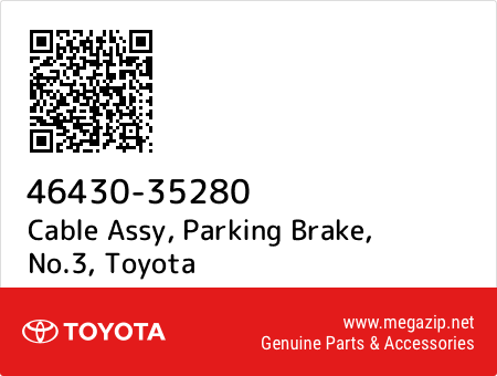 Genuine Toyota 46430-21030 Parking Brake Cable Assembly 