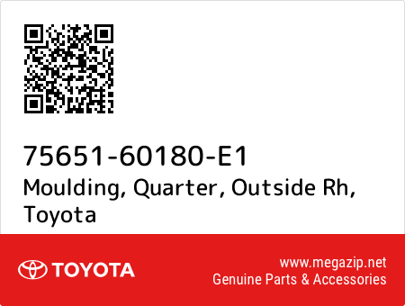 Quarter 75651-60180-H0 Moulding Genuine Toyota Parts O