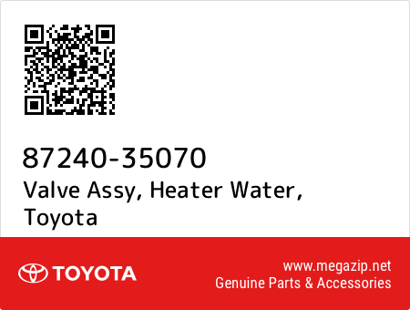 8724035070 Genuine Toyota VALVE ASSY HEATER WATER 87240-35070