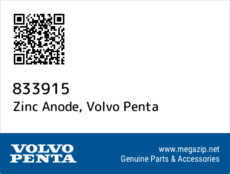 Zinc Anode, Volvo Penta 833915 oem parts Zinc Anode, Volvo Penta 833915 oem parts