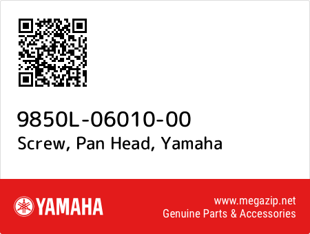 Screw, Pan Head, Yamaha 9850L-06010-00 oem parts Screw, Pan Head, Yamaha 9850L-06010-00 oem parts