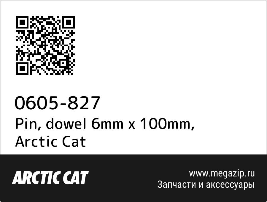 

Pin, dowel 6mm x 100mm Arctic Cat 0605-827