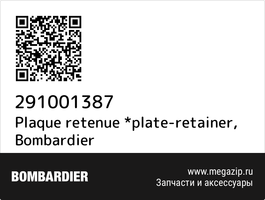 

Plaque retenue *plate-retainer Bombardier 291001387