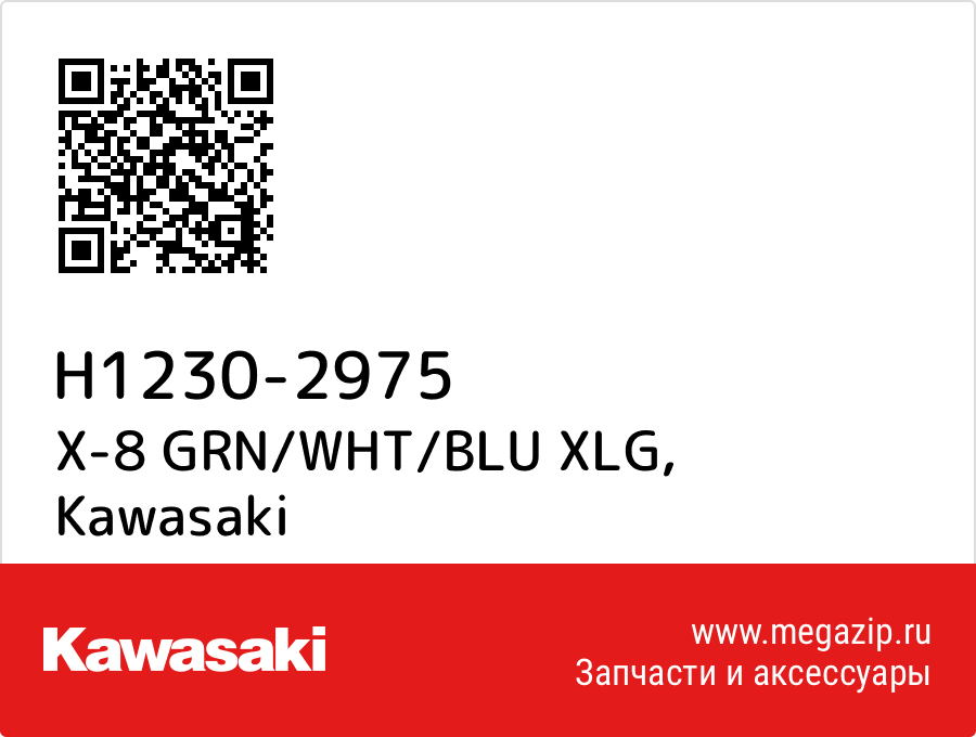 

X-8 GRN/WHT/BLU XLG Kawasaki H1230-2975