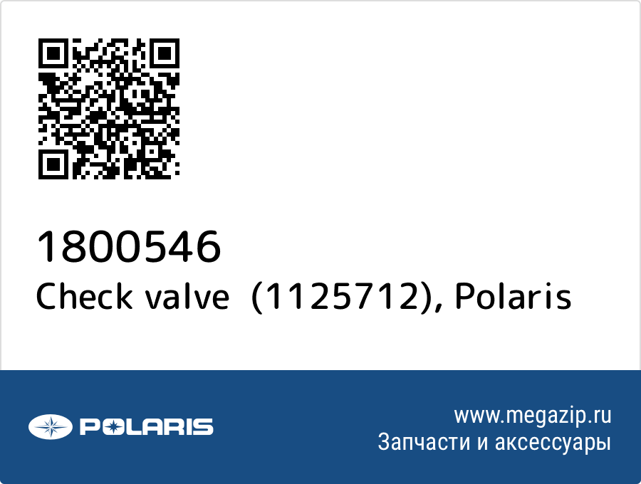 

Check valve (1125712) Polaris 1800546