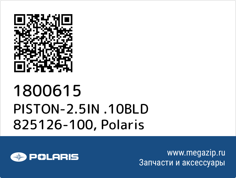 

PISTON-2.5IN .10BLD 825126-100 Polaris 1800615