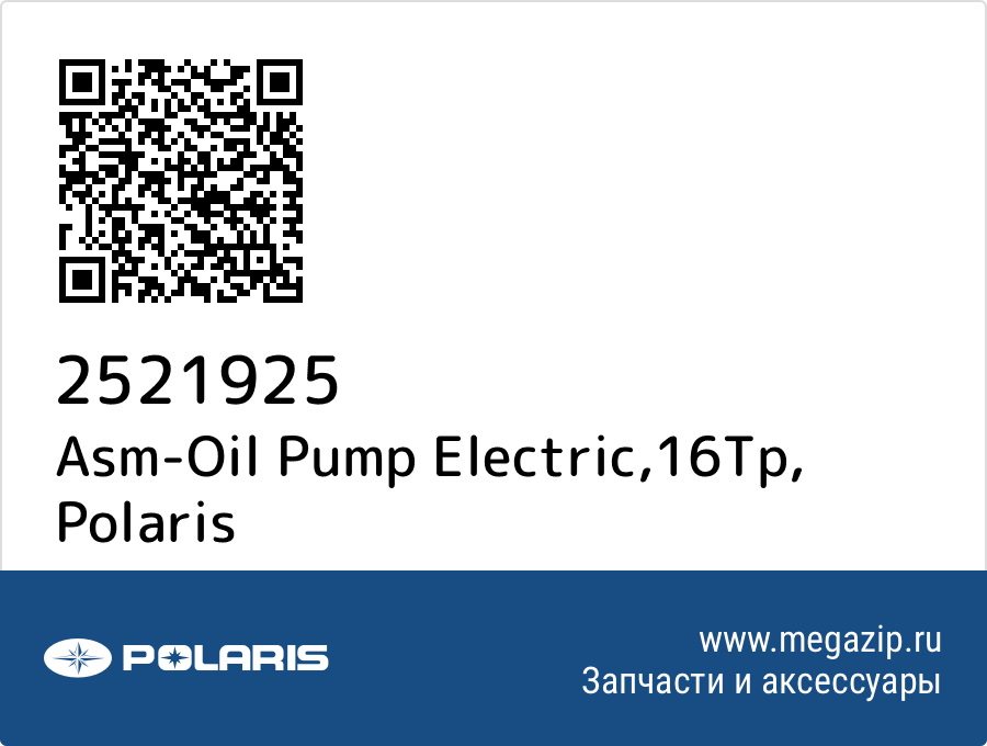 

Asm-Oil Pump Electric,16Tp Polaris 2521925