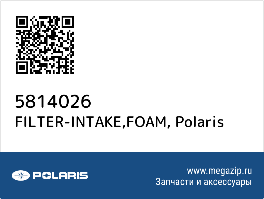 

FILTER-INTAKE,FOAM Polaris 5814026