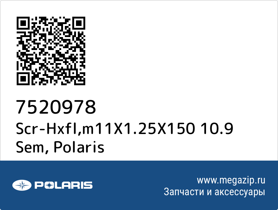 

Scr-Hxfl,m11X1.25X150 10.9 Sem Polaris 7520978